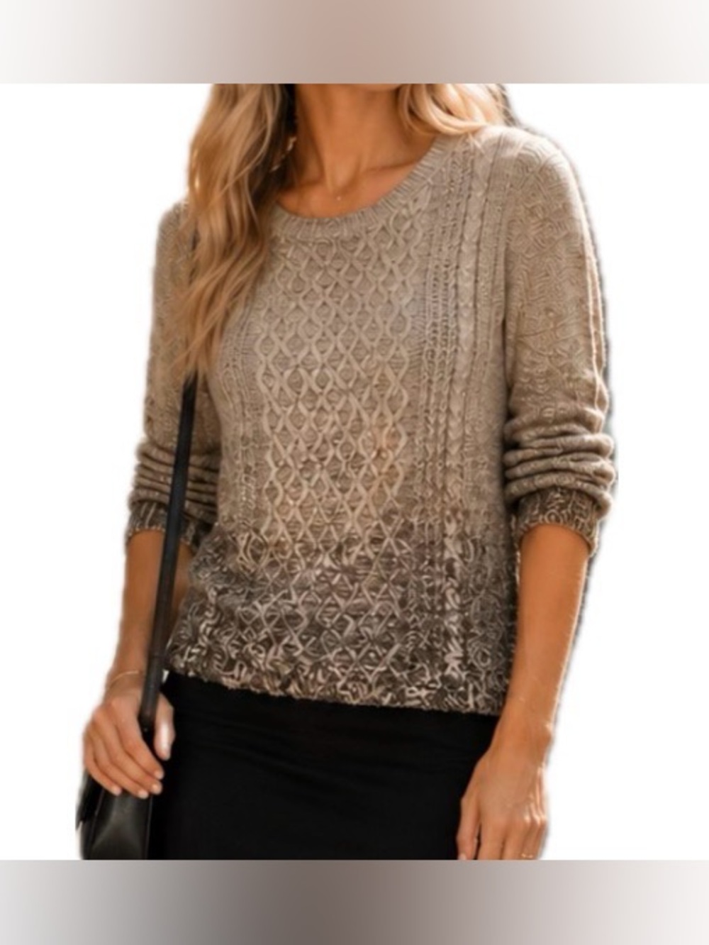 St. John's Bay Ombre Cable Knit Long Sleeve Sweater. Size M